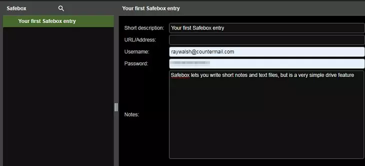 countermail safebox entry
