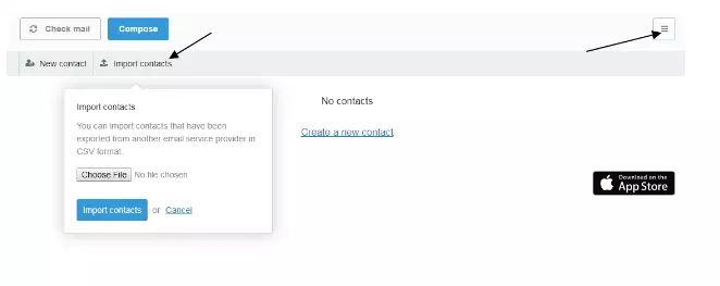Hushmail import contacts
