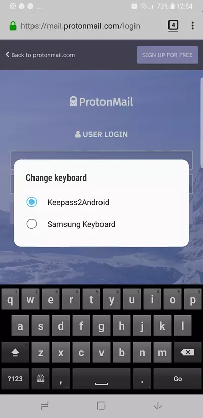 Keepass2Android change keyboard
