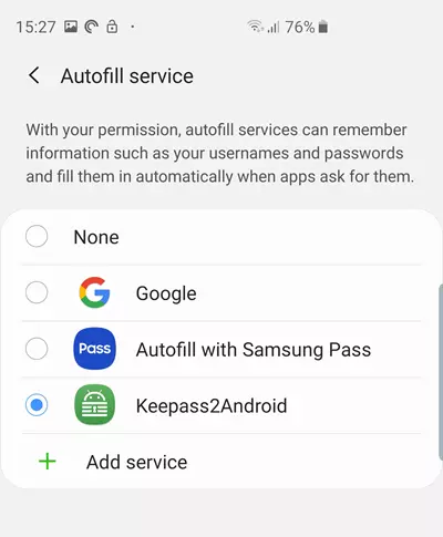 Using Keepass2Android with autofill