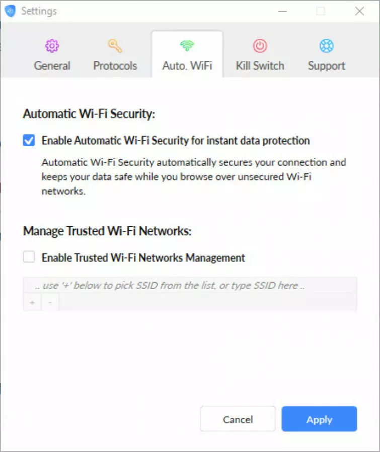 SaferVPN auto WiFi