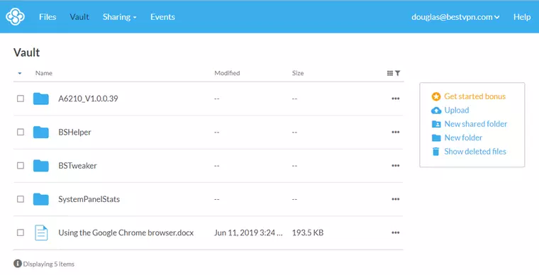 the sync.com web portal