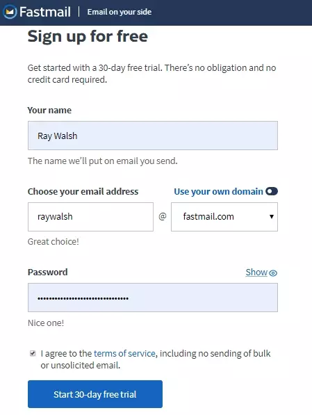 fastmail free signup form