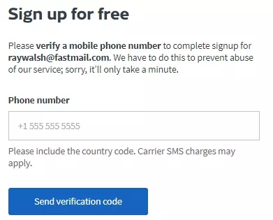 fastmail free verifying your phone number