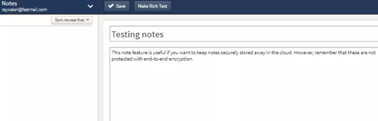 fastmail testing notes