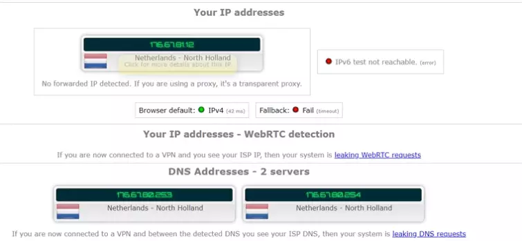 StrongVPN leak test results