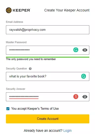 creating a keeper account