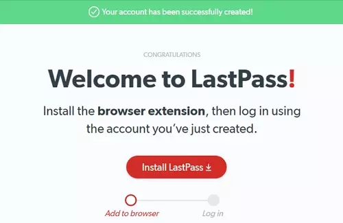 lastpass installation screen