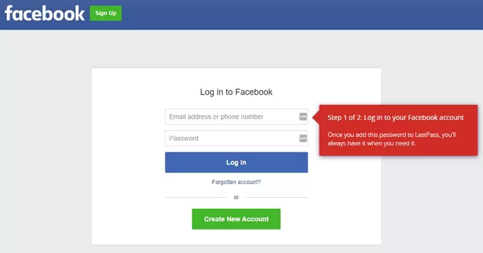 lastpass auto saving facebook password