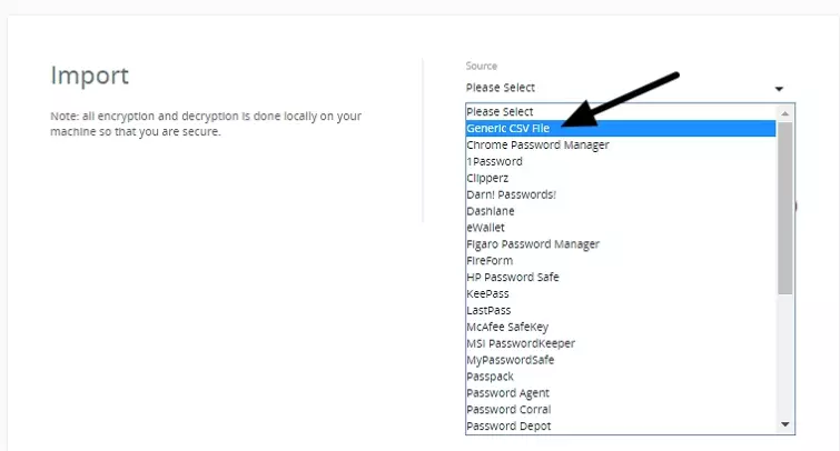 importing password data