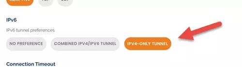 IPv4 only tunnel option 
