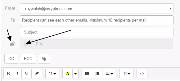 pin encryption method in scryptmail