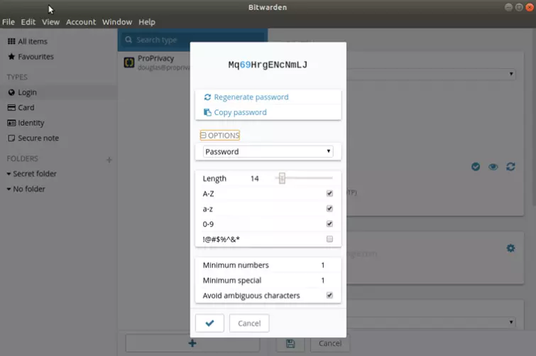 BitWarden password generator