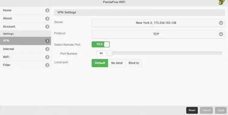 PandaPower router interface 2