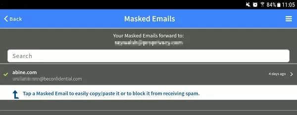 masked email screen
