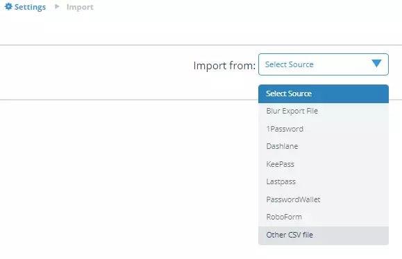 importing passwords into blur password manager