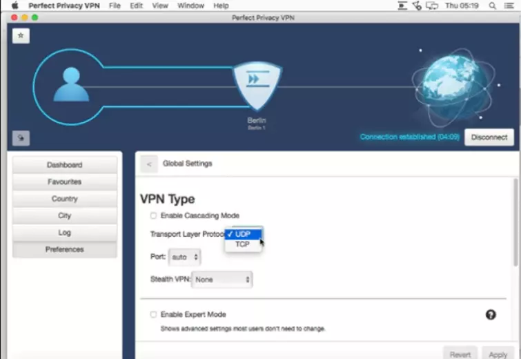 Windows client UDP or TCP selection