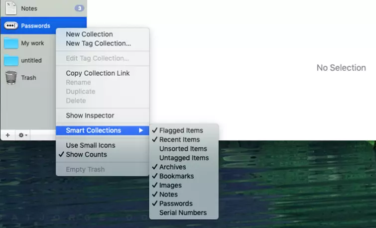 smart collections option for yojimbo