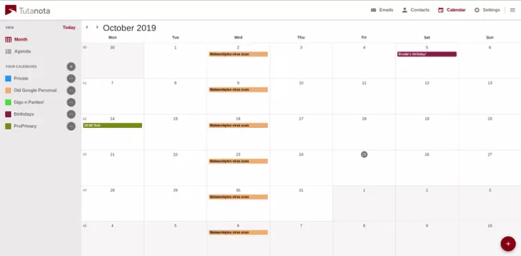 Encrypted calendar