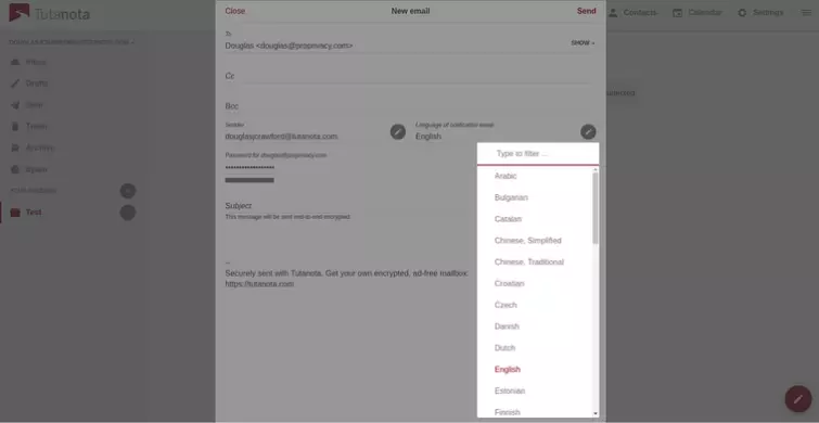 Emaiil encryption settings