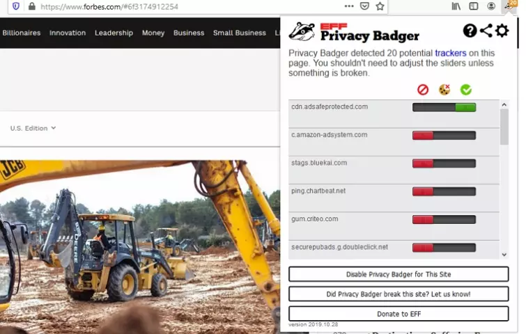 Privacy Badger chrome extension