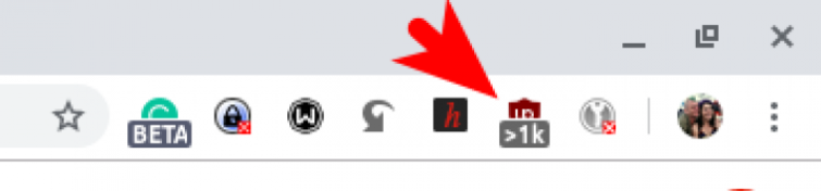 extension icon showing how manyy web page requests are blocked
