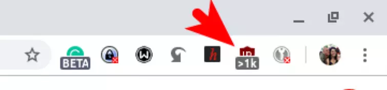 extension icon showing how manyy web page requests are blocked