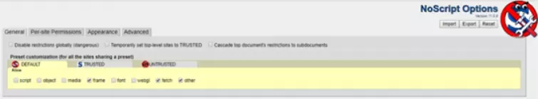 NoScript options