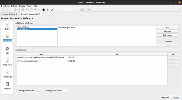 Keepass advanced password entry