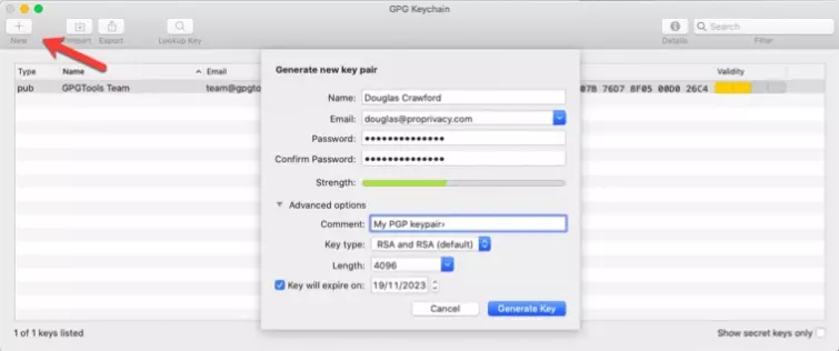creating a GPG Keychain