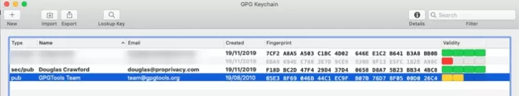 GPG Keychain finger printing