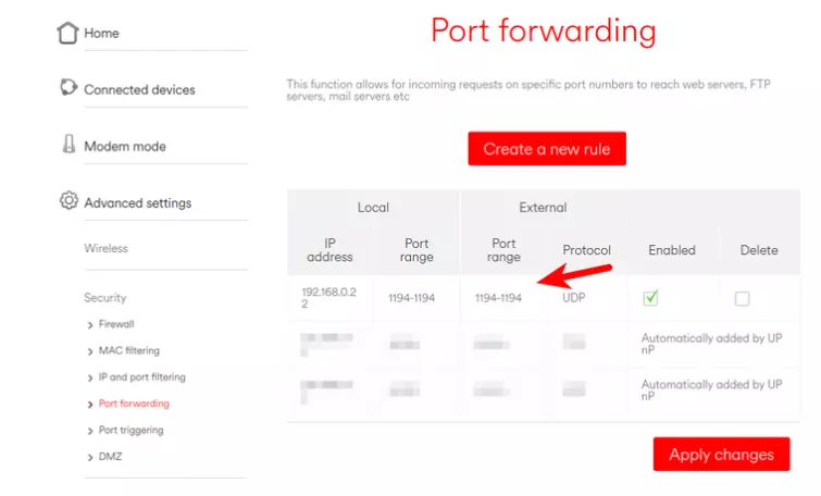 Port forwarding