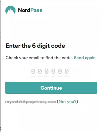 NordPass digit code