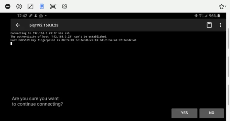 security warning before connecting