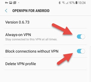 always on VPN settings