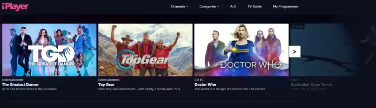 BBC iPlayer Homepage