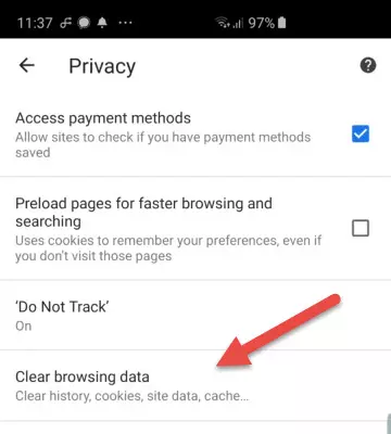 clear browsing data