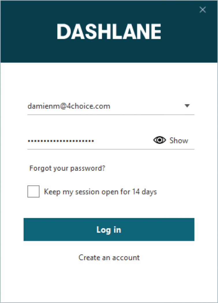 sign in dashlane