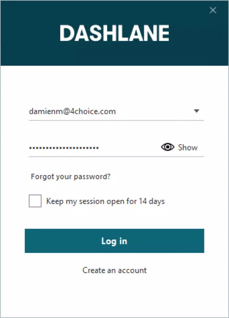 Dashlane log in