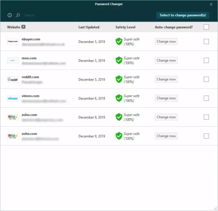 Dashlane password changer