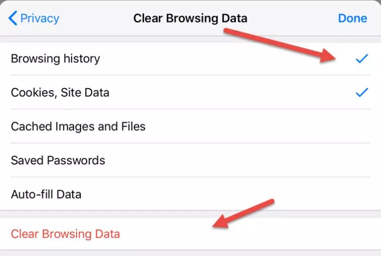 tick browsing data and cookies