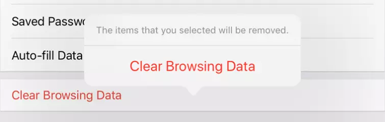 confirm decision to clear browsing data