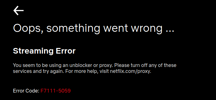 Netflix streaming error message