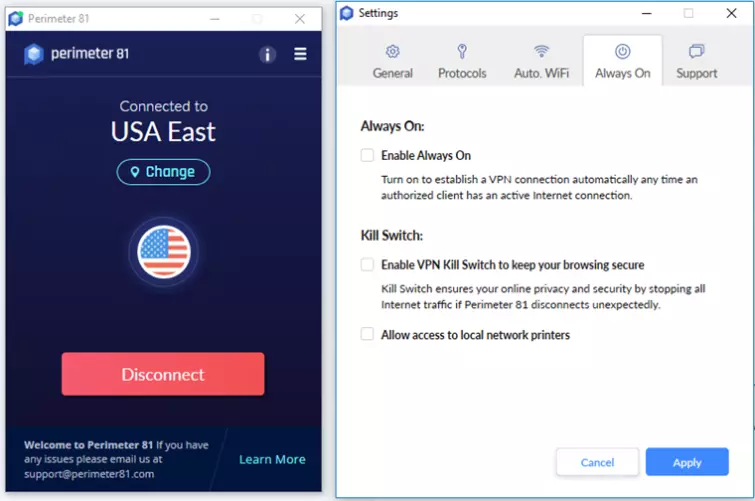 connected to USA server and settings