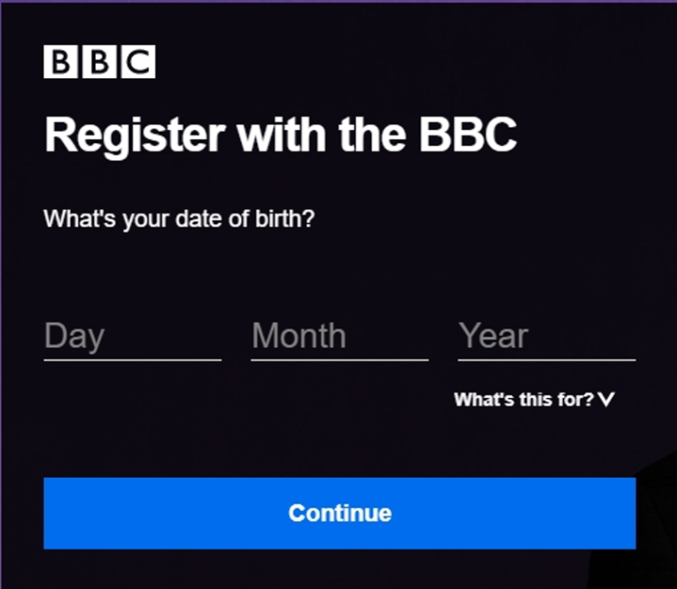 Register an account with iPlayer