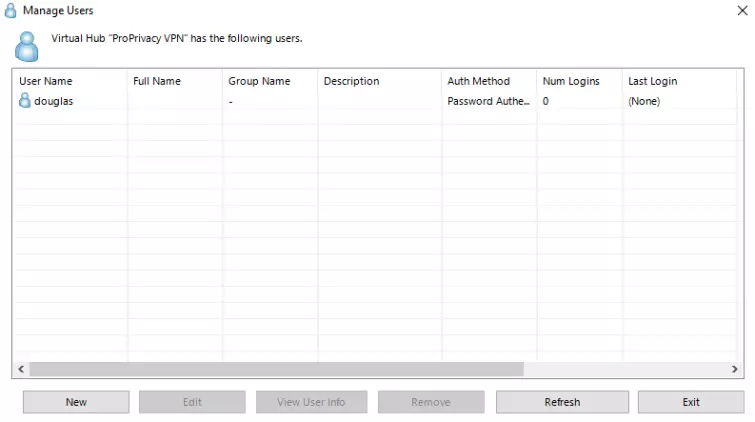 SoftEther VPN Manage Users