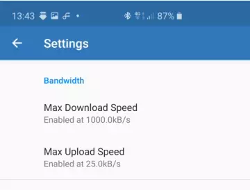 max download/upload settings