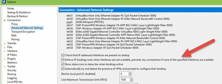 Advanced Network settings enfore IP 