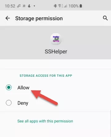 Allow storage permission