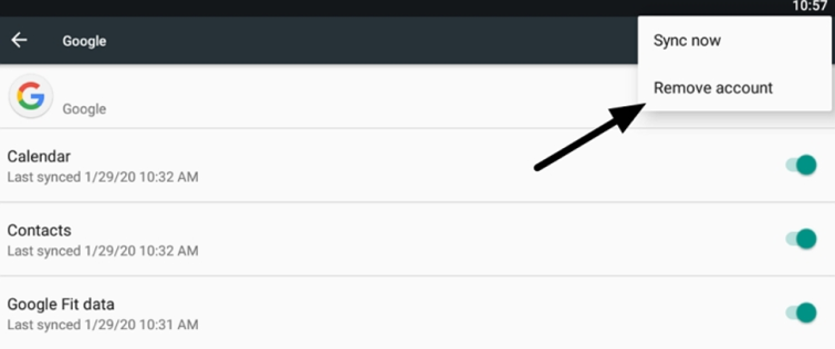 Click on remove account